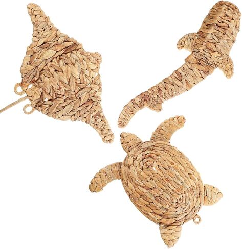 Threehoney 3 Pcs Boho Starfish Beach Theme Bathroom Decor 3 Size Handmade Wicker Starfish Wall Decors Summer Nautical Seaside Sea Life Hanging Wall Art for Scandinavian Coastal Indoor Outdoor Table in Saudi Arabia