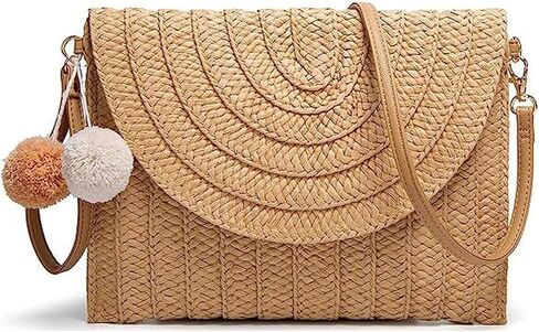 Mokoze Straw Bag for Women, Woven Tote with Magnetic Buckle Hand Woven for Travel, Party, Vacation Essentials for Women in Saudi Arabia