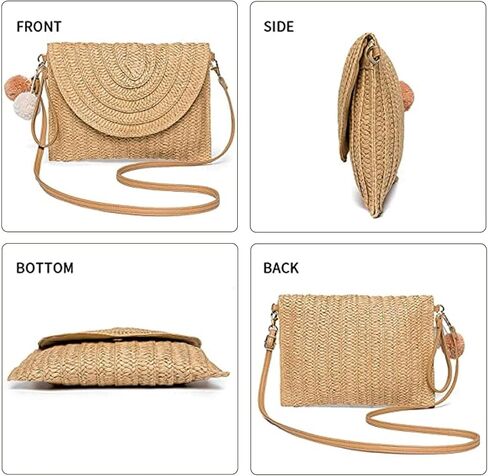 Mokoze Straw Bag for Women, Woven Tote with Magnetic Buckle Hand Woven for Travel, Party, Vacation Essentials for Women in Saudi Arabia