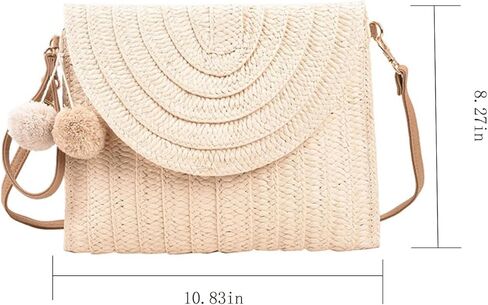 Mokoze Straw Bag for Women, Woven Tote with Magnetic Buckle Hand Woven for Travel, Party, Vacation Essentials for Women in Kuwait