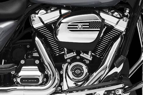 Rustic American Flag Air Cleaner Cover Insert by Kustom Cycle Parts. Replaces Stock Harley Davidson M8 / 107 Insert. Proudly Made in the USA in Saudi Arabia