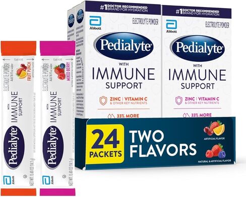 Pedialyte with Immune Support, 36 count, Electrolytes with Vitamin C and Zinc, Advanced Hydration with PreActiv Prebiotics, Fruit Punch, Electrolyte Drink Powder Packets in Saudi Arabia