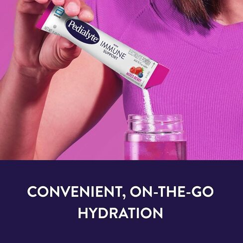 Pedialyte with Immune Support, 36 count, Electrolytes with Vitamin C and Zinc, Advanced Hydration with PreActiv Prebiotics, Fruit Punch, Electrolyte Drink Powder Packets in Saudi Arabia