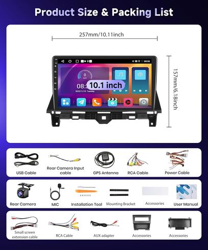 Car Stereo for Honda Accord 8th 2008 2009 2010 2011 2012 with GPS Navigation,podofo 10.1 Inch 1080P Touch Screen Android Car Radio with Mirror Link Bluetooth WiFi FM/RDS Backup Camera in Saudi Arabia