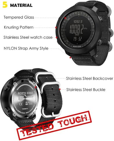 Military Tactical Watch for Men Military Watches for Men Digital Wrist Watches for Sports Outdoors, Pedometer, Compass, Calories, Durable Nylon Band in Saudi Arabia