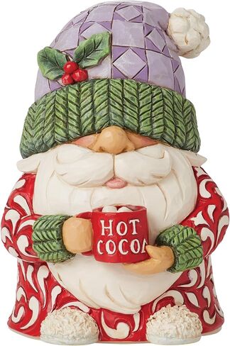 Enesco Jim Shore Heartwood Creek Gnome يشرب الكاكاو الساخن- راتنجات الحجر مُرسم يدويًا مصنوعة من التماثيل القابلة للتجميع القابلة للتحصيل تمثال ديكور عيد الميلاد ، 4 بوصات in Saudi Arabia