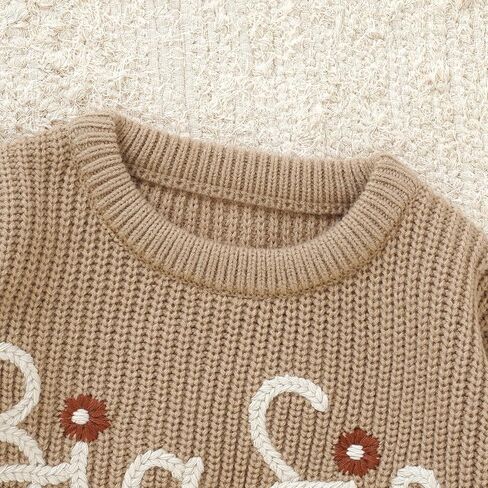 Toddler Girl Big Sister Embroidered Knit Sweater Long Sleeve Pullover Sweatshirt Fall Winter Clothes in Kuwait