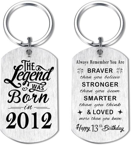 Yobent 13th Birthday Gifts for Teen Boys Men 2012, Happy 13th Birthday Keychain, 13 Year Old Bday Gifts for Her Women, The Legend Was Born in 2012 in Saudi Arabia