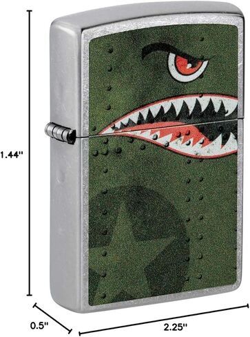 Zippo Lighter: Fighter Plane Nose Art, Shark Teeth - Golf Green Matte 81483 in Saudi Arabia