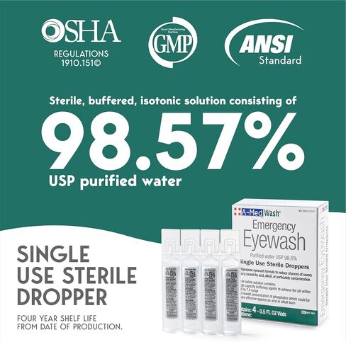 First AID Eyewash | Eye Cleansing Eyewash | OSHA Approved | Meets ANSI Standard | Set of 4 Vials in Saudi Arabia