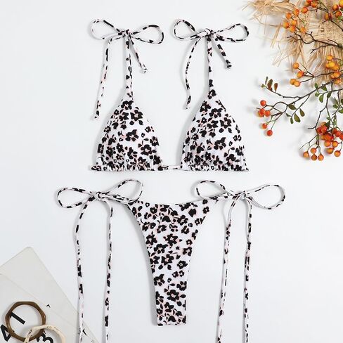 Thong Bikini Sets for Women Triangle String Bikini Floral Print Sexy Swimsuit in Kuwait