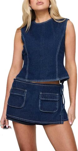 mxiqqpltky y2k cargo denim تنورة نساء منخفض in Kuwait