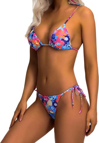 Thong Bikini Sets for Women Triangle String Bikini Floral Print Sexy Swimsuit in Kuwait