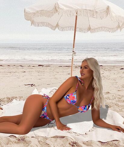 Thong Bikini Sets for Women Triangle String Bikini Floral Print Sexy Swimsuit in Kuwait