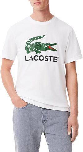Lacoste لاكوست المنتظم قميص تي شيرت الأكمام القصيرة مع الرسوم البيانية التمساح الكبيرة على مقدمة الصدر in Kuwait