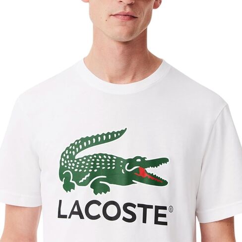 Lacoste لاكوست المنتظم قميص تي شيرت الأكمام القصيرة مع الرسوم البيانية التمساح الكبيرة على مقدمة الصدر in Kuwait