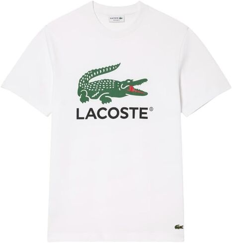 Lacoste لاكوست المنتظم قميص تي شيرت الأكمام القصيرة مع الرسوم البيانية التمساح الكبيرة على مقدمة الصدر in Kuwait