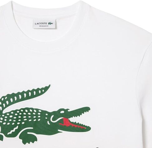 Lacoste لاكوست المنتظم قميص تي شيرت الأكمام القصيرة مع الرسوم البيانية التمساح الكبيرة على مقدمة الصدر in Kuwait