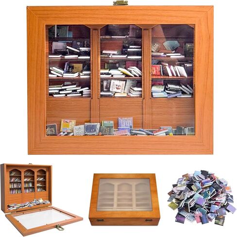 Anxiety Bookshelf with Mini Brands Books Shake Away Your Anxiety Ornament Mini Bookshelf Stress Relief Miniature Library Decor Gifts for Book Lovers Home Office Decoration (Brown) in Saudi Arabia