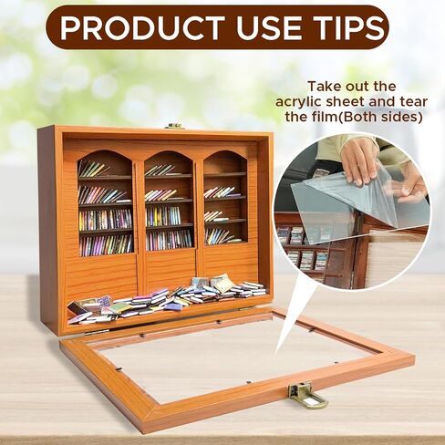 Anxiety Bookshelf with Mini Brands Books Shake Away Your Anxiety Ornament Mini Bookshelf Stress Relief Miniature Library Decor Gifts for Book Lovers Home Office Decoration (Brown) in Saudi Arabia