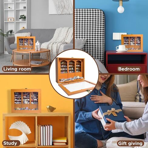 Anxiety Bookshelf with Mini Brands Books Shake Away Your Anxiety Ornament Mini Bookshelf Stress Relief Miniature Library Decor Gifts for Book Lovers Home Office Decoration (Brown) in Saudi Arabia