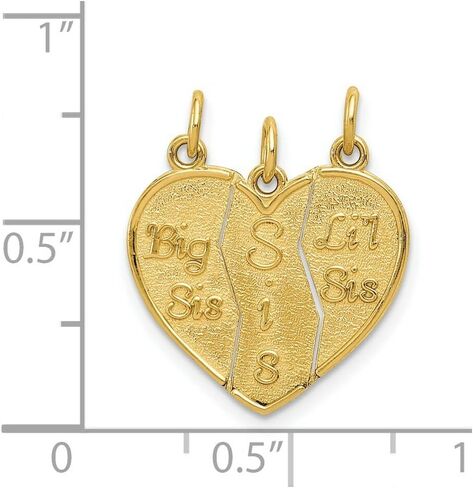 Lex & Lu 14k أصفر الذهب 3 قطع Break-Apart Big Sis ، Sis & Lil Sis Charm in Saudi Arabia