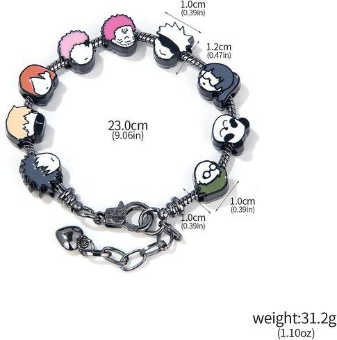 Songchangjewelry DIY JJK Charm Bracelet Gifts - 9 وجوه أنيمي مصغرة على طراز تشيبي - Gojo ، Yuji ، Sukuna ، Panda & More - سلسلة سبيكة قابلة للإزالة للجماهير والجمعية in Saudi Arabia