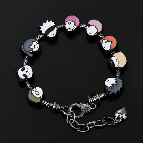 Songchangjewelry DIY JJK Charm Bracelet Gifts - 9 وجوه أنيمي مصغرة على طراز تشيبي - Gojo ، Yuji ، Sukuna ، Panda & More - سلسلة سبيكة قابلة للإزالة للجماهير والجمعية in Saudi Arabia