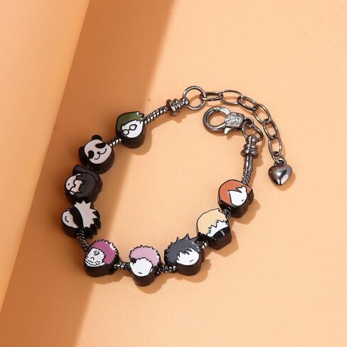 Songchangjewelry DIY JJK Charm Bracelet Gifts - 9 وجوه أنيمي مصغرة على طراز تشيبي - Gojo ، Yuji ، Sukuna ، Panda & More - سلسلة سبيكة قابلة للإزالة للجماهير والجمعية in Saudi Arabia