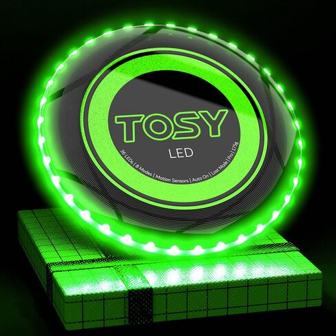 TOSY Flying Disc - 16 Million Color RGB or 36 LEDs, Extremely Bright, Smart Modes, Auto Light Up, Rechargeable, Cool Valentine, Easter, Birthday & Camping Gift for Men/Boys/Teens/Kids, 175g Frisbee in Kuwait