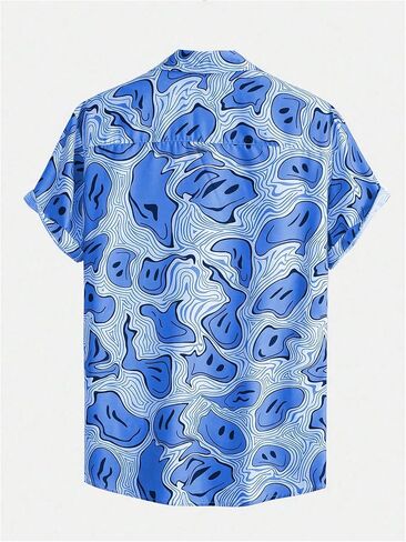Floerns Men's Allover Print Short Sleeve Blouse Button Down Lapel Collar Shirt in Saudi Arabia