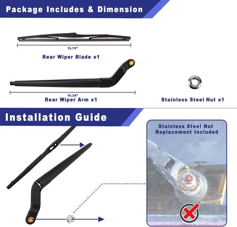 Rear Windshield Wiper Arm Blade Assembly Kit Compatible with 2004-2006 Lexus RX330, 2007-2009 Lexus RX350 Rear Window Wiper Replacement 85241-0E010, 85242-0E030, 85292-AE010 in Saudi Arabia