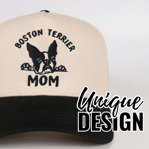 Innobeta Boston Terrier Gifts Cap ، Funny Funnable Desproidered Hat Gifts for Dog Mom في عيد الأم ، عيد ميلاد ، عيد الميلاد الأسود البيج in Saudi Arabia
