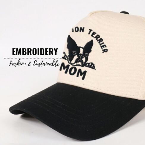 Innobeta Boston Terrier Gifts Cap ، Funny Funnable Desproidered Hat Gifts for Dog Mom في عيد الأم ، عيد ميلاد ، عيد الميلاد الأسود البيج in Saudi Arabia