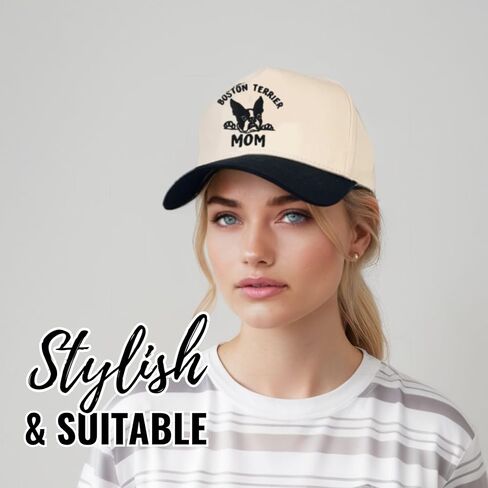 Innobeta Boston Terrier Gifts Cap ، Funny Funnable Desproidered Hat Gifts for Dog Mom في عيد الأم ، عيد ميلاد ، عيد الميلاد الأسود البيج in Saudi Arabia