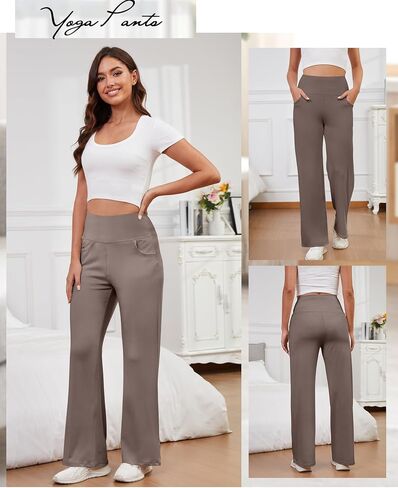 Coume 3 Pack Women's Wide Leg Pants Casual Loose Yoga Pants High Waist Lounge Sweatpants Stretch Workout with Pockets in Saudi Arabia