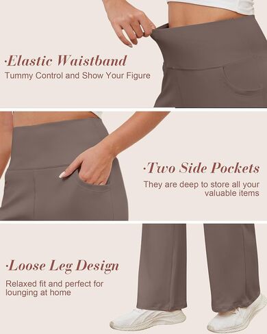 Coume 3 Pack Women's Wide Leg Pants Casual Loose Yoga Pants High Waist Lounge Sweatpants Stretch Workout with Pockets in Saudi Arabia