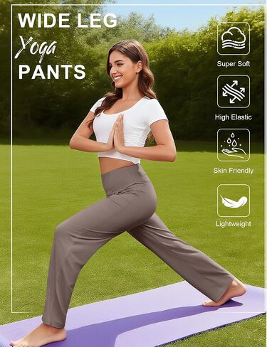 Coume 3 Pack Women's Wide Leg Pants Casual Loose Yoga Pants High Waist Lounge Sweatpants Stretch Workout with Pockets in Saudi Arabia
