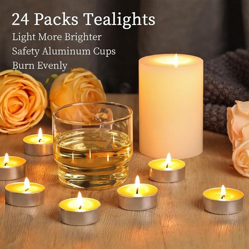 24 Packs Beeswax Tealight Candles, Pure Beeswax Tea Lights Candle, Natural Organic Tealights Candles Unscented Smokeless Clean Burning with 4 Hour Burn Time in Kuwait