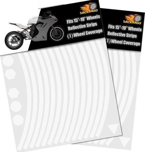 SlickMod - 15" to 19" Rim Size Motorcycle Reflective Wheel Stripes Kit - 1 Wheel Rim Coverage Premium Stickers Pack - High Visibility (1. Black, 7mm Normal Width) in Saudi Arabia
