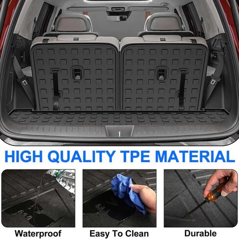 2024 2025 Santa Fe Cargo Liner & Backrest Mat for Hyundai Santa Fe All Models - مخصص TPE Trunk Mat & 3rd Row Rate Recrest - All Weather Car Hats for 2024 2025 Santa Fe Association in Kuwait