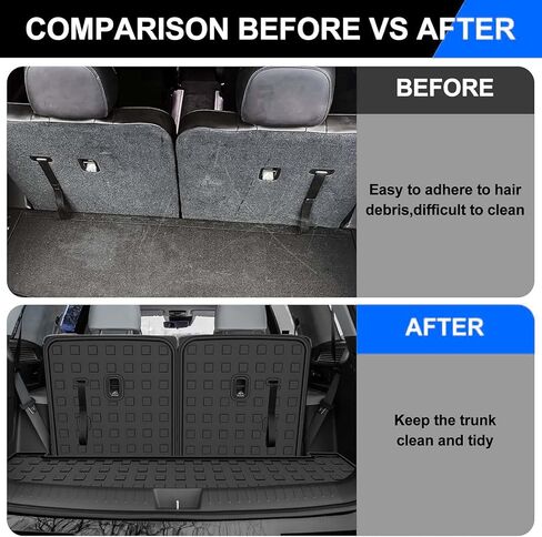 2024 2025 Santa Fe Cargo Liner & Backrest Mat for Hyundai Santa Fe All Models - مخصص TPE Trunk Mat & 3rd Row Rate Recrest - All Weather Car Hats for 2024 2025 Santa Fe Association in Kuwait