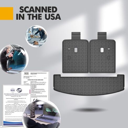 2024 2025 Santa Fe Cargo Liner & Backrest Mat for Hyundai Santa Fe All Models - مخصص TPE Trunk Mat & 3rd Row Rate Recrest - All Weather Car Hats for 2024 2025 Santa Fe Association in Kuwait