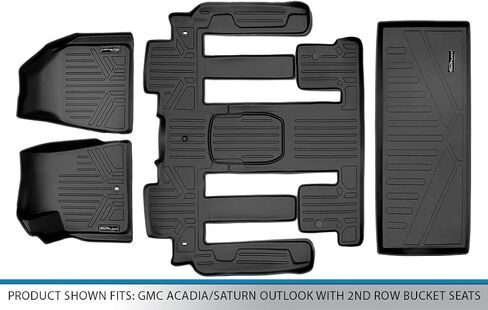 SMARTLINER Custom Fit 2 Row & Cargo Liner Behind The 3rd Row Floor Mat Liner Set Compatible with 2007-2016 GMC Acadia in Saudi Arabia
