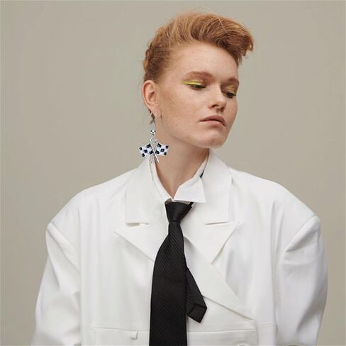 Coadipress Race Charm Earring for Women - Black & White Scheded Flag Drop Drop Ackon in Saudi Arabia