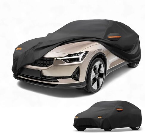 All-Weather Waterproof Car Cover - UV-Resistant Outdoor Full Exterior Protection for Polestar 2 Aluminum Film Black with Right Side Zipper in Saudi Arabia