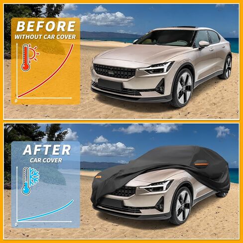 All-Weather Waterproof Car Cover - UV-Resistant Outdoor Full Exterior Protection for Polestar 2 Aluminum Film Black with Right Side Zipper in Saudi Arabia