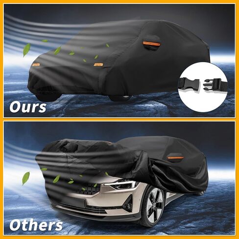 All-Weather Waterproof Car Cover - UV-Resistant Outdoor Full Exterior Protection for Polestar 2 Aluminum Film Black with Right Side Zipper in Saudi Arabia
