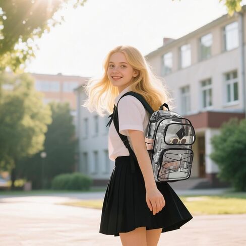 Clear Backpacks for Girls Women, Heavy Duty PVC Transparent Back Pack See Through Boys Kids Clear Bookbags for School Checkered Purple in Saudi Arabia