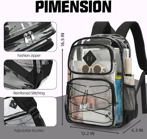 Clear Backpacks for Girls Women, Heavy Duty PVC Transparent Back Pack See Through Boys Kids Clear Bookbags for School Checkered Purple in Saudi Arabia